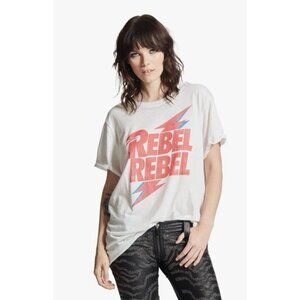 Recycled Karma Women David Bowie Rebel Rebel Bolt t shirt Sheer Faded Small